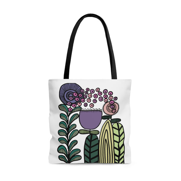 Vintage Lavender Flower Original Artwork Reusable Graphic Tote Bag