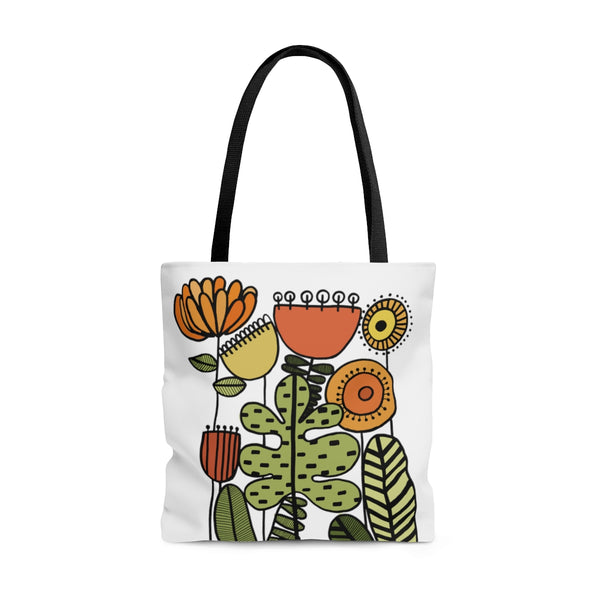 Warm Vintage Flowers Original Artwork Reusable Graphic Tote Bag