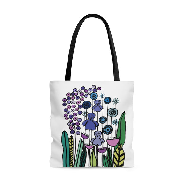 Vintage Periwinkle Flower Original Artwork Reusable Graphic Tote Bag