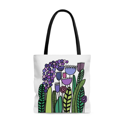 Vintage Purples Original Artwork Reusable Graphic Tote Bag